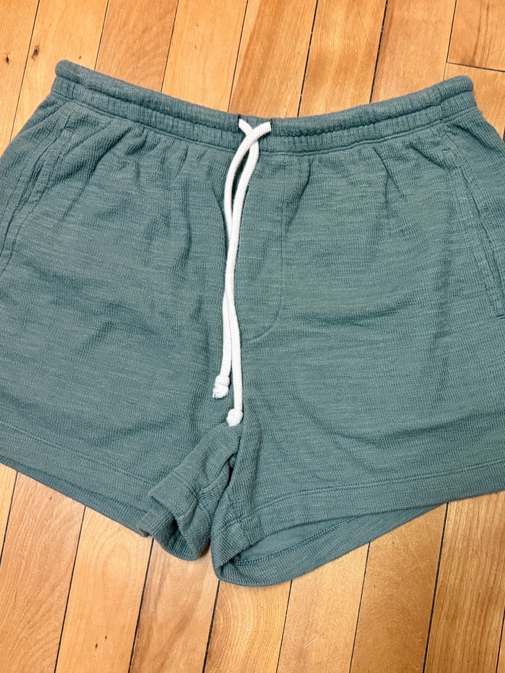 aerie Women's Athletic Shorts - Teal Green with White Drawstring